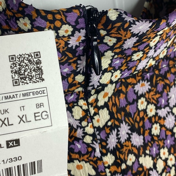 Zara Floral Print mini long sleeve dress NWT XL - Picture 5 of 12